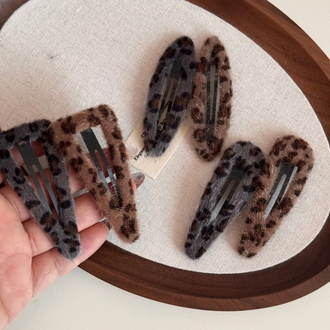 Vintage Leopardenmuster Kunstpelz Haarspangen Maillard Stil Plüsch BB Clips Für Damen Mädchen Täglich Haarschmuck