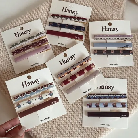 Set de 3 Pinzas para el Cabello Coreanas Dulces con Patrón de Oso y Corazón de Aleación y Resina Lucky Letra Pinzas de Pico de Pato para Mujeres y Niñas
