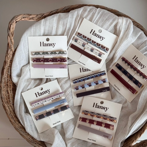 Set de 3 Pinzas para el Cabello Coreanas Dulces con Patrón de Oso y Corazón de Aleación y Resina Lucky Letra Pinzas de Pico de Pato para Mujeres y Niñas