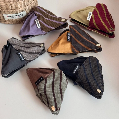 Pince à Cheveux Large Triangulaire en Tissu Rayé Fait à la Main Rétro Élégant Shark Clip Accessoire Cheveux pour Femmes