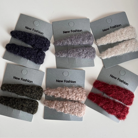 Herbst Winter Lammwolle Haarklammer Retro Plüsch Dreieck Snap Clip Kunstpelz Seite Pony Clip Süßes Haar Zubehör Für Damen