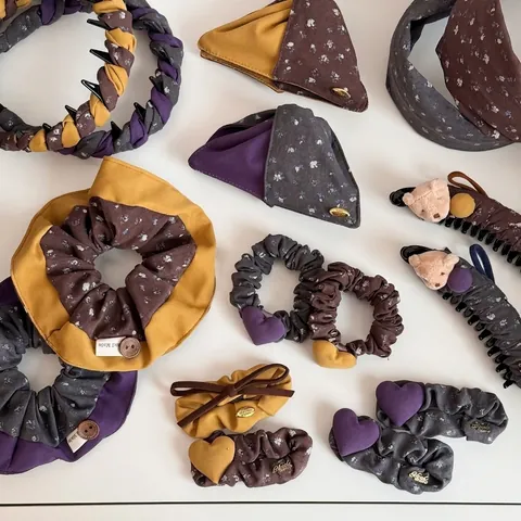 Pince à Cheveux en Tissu Patchwork Floral Rétro Fait Main Nœud Ours Cœur Serre-Tête Choucou Accessoires Cheveux Femme