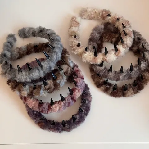 Cerchietto in Peluche Punk Spiky Donna Antiscivolo Alto Volume Cerchio per Capelli Inverno Autunno Stile Coreano Accessori Capelli