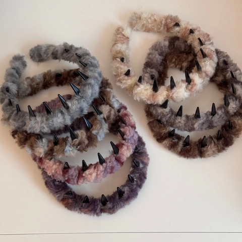 Diadema de Peluche Estilo Punk con Picos para Mujer Antideslizante Alto Volumen Otoño Invierno Accesorios para el Cabello Coreanos