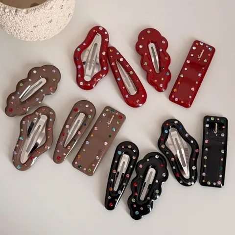 Pinza para el Cabello Vintage con Strass Cielo Estrellado de Resina Cielo Estrellado Flequillo Lateral BB Clip Onda Gota de Agua Accesorio para el Cabello Irregular para Mujer