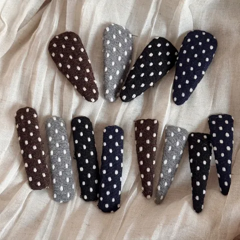 Polka Dot Fabric BB Hair Clips Cute Triangle Water Drop Rectangle Hair Pins Vintage Knitted Hair Accessories For Women