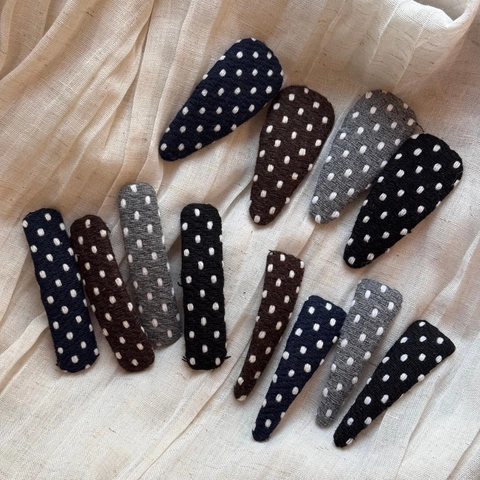 Polka Dot Fabric BB Hair Clips Cute Triangle Water Drop Rectangle Hair Pins Vintage Knitted Hair Accessories For Women