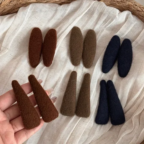 Pinzas para el Cabello Envueltas en Tela de Color Sólido Otoño Invierno Elegantes Minimalistas con Textura de Lana Accesorios para el Cabello