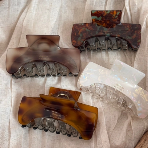 French Style Acetate Hair Claw Clip Large Tortoiseshell Marble Pattern Hair Catch Clip Elegant Hair Styling Accessory For Women