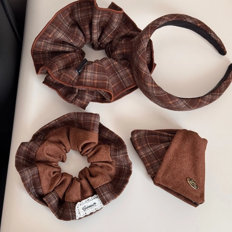 Diadema a Cuadros Marrón Maillard Coreana para Mujer Diadema Acolchada de Tela Retro Aro para el Cabello Vintage Accesorios para el Cabello