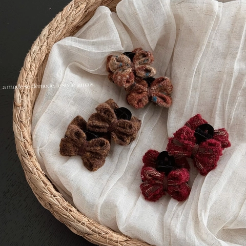 Pinza de Pelo con Lazo de Punto para Mujer Hecha a Mano de Tela de Lana Horquilla Dulce Otoño Invierno Accesorios para el Cabello