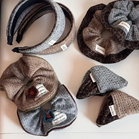 Koreanische Große Retro Strick Leoparden Patchwork Scrunchie Stirnband Haargummi Für Damen Herbst Winter Mode Haarschmuck