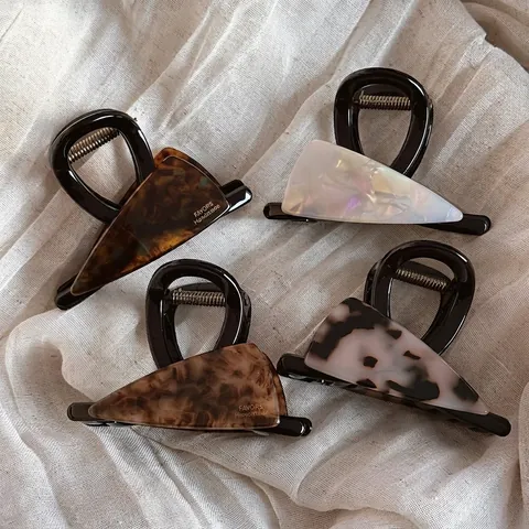 Acetate Triangle Hair Claw Clip Vintage Tortoiseshell Marble Pattern Shark Clip Hairpin Hair Accessories For Women