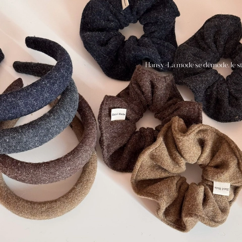 Elastici per Capelli Grandi in Lana Stile Coreano e Cerchietti Imbottiti Spessi per Donna Autunno Inverno Fatti a Mano Accessori