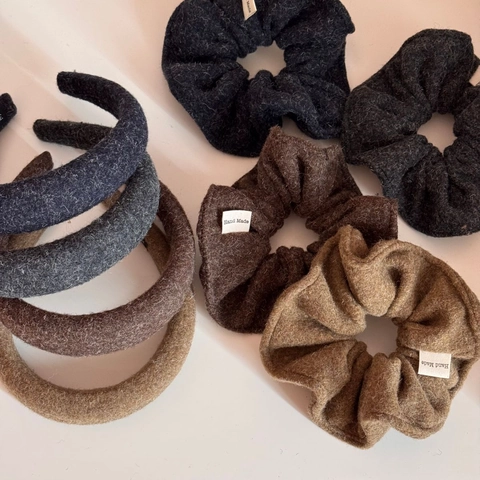 Elastici per Capelli Grandi in Lana Stile Coreano e Cerchietti Imbottiti Spessi per Donna Autunno Inverno Fatti a Mano Accessori