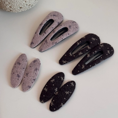Mignonnes Pinces à Cheveux en Tissu de Laine avec Motif de Nœud Style Coréen Clips à Ressort Ovales en Goutte d'Eau pour Femmes Filles Accessoires de Coiffure Élégants