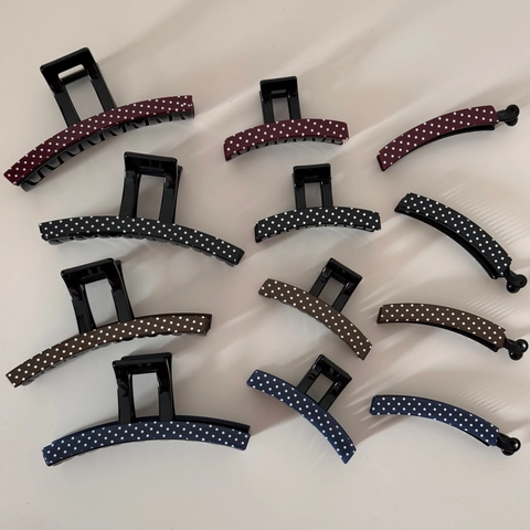 Korean Style Polka Dot Resin Hair Claw Clips Large Small Size Banana Clips Handmade Retro Deep Color Hair Accessories For Women