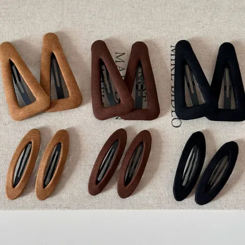 Französische Vintage Samt Flocking BB Haarspangen Dreieck Oval Snap Haarnadel Erdtöne Seite Pony Clip Für Damen Haarschmuck