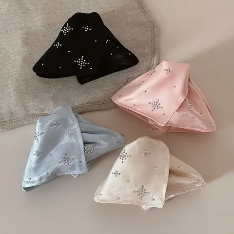 Koreanische Satin Dreieckige Schleife Haarklammer Mit Strass Stern Muster Elegante Stoff Shark Clip Für Damen Haarschmuck
