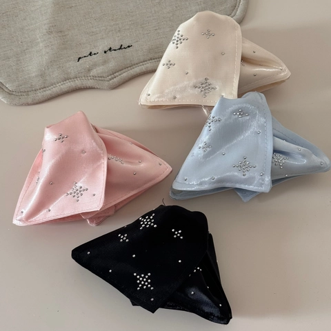 Koreanische Satin Dreieckige Schleife Haarklammer Mit Strass Stern Muster Elegante Stoff Shark Clip Für Damen Haarschmuck