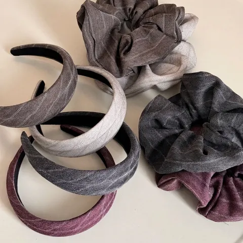 Herringbone Fabric Padded Headband Suit Material Retro Puffy Hairband Simple Solid Color Scrunchies For Women Hair Accessories