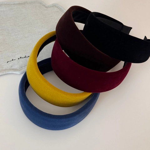 Diadema Acolchada Ancha Retro de Estilo Coreano para Mujer Color Sólido Textura de Terciopelo Aro de Esponja para el Cabello Accesorios de Moda Minimalistas