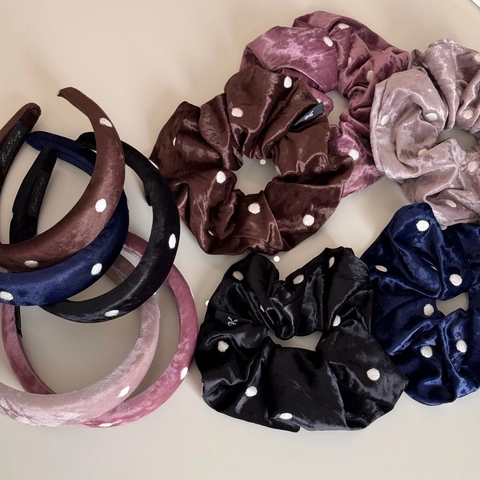 Französischer Vintage Samt Punktmuster Stirnband Große Haargummi Retro Haarschmuck Für Damen Eleganter Haarreifen
