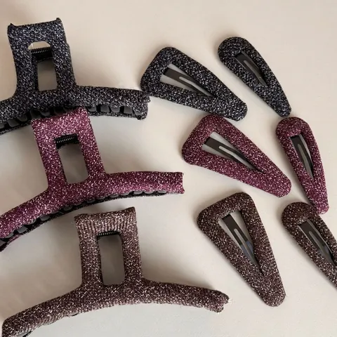 Ensemble de Pinces à Cheveux en Tweed de Style Coréen Élégant Motif Tissé Clip BB Épingle à Cheveux Géométrique pour Femmes Accessoires Automne Hiver