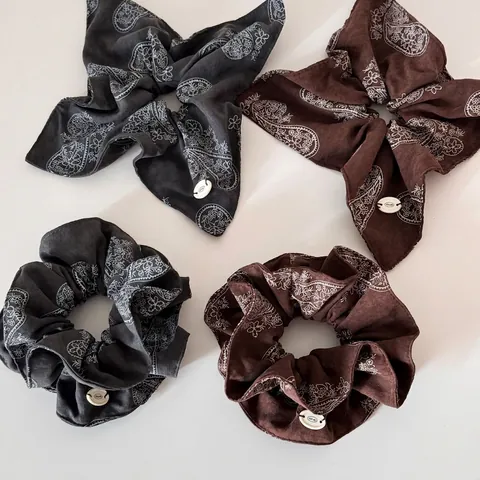 Korean Vintage Paisley Print Fabric Scrunchies Elegant Elastic Hair Bands For Women Ponytail Holder Fashion Hair Ties