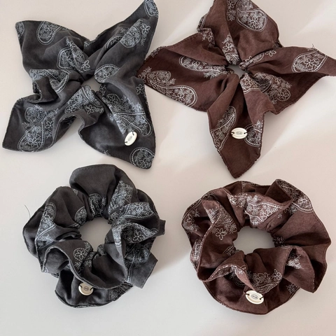 Korean Vintage Paisley Print Fabric Scrunchies Elegant Elastic Hair Bands For Women Ponytail Holder Fashion Hair Ties