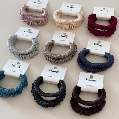 Koreanischer Stil Satin Plissierte Haargummis Hohe Elastizität Seide Wie Stoff Haarbänder Elegante Damen Haarschmuck