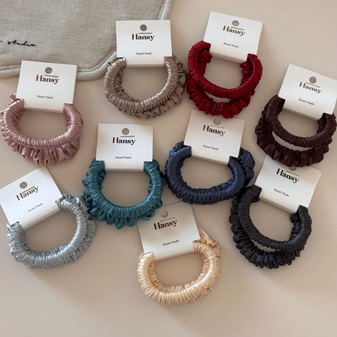 Koreanischer Stil Satin Plissierte Haargummis Hohe Elastizität Seide Wie Stoff Haarbänder Elegante Damen Haarschmuck