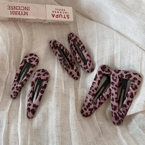 Fermagli Per Capelli Avvolti In Tessuto Con Stampa Leopardata Rosa Moda Retro BB Clip Laterali Stile Coreano Dolce Gioielli Per Capelli Da Donna