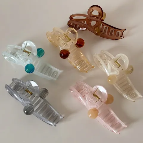 Molletta per Capelli a Onda in Plastica Grande Color Gelatina Elegante Decorazione a Sfera Rotonda Fermaglio Antiscivolo da Donna