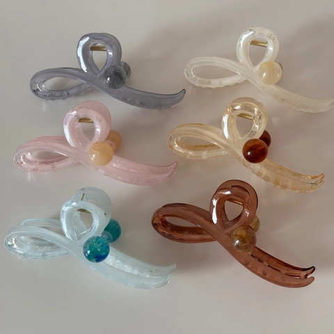 Molletta per Capelli a Onda in Plastica Grande Color Gelatina Elegante Decorazione a Sfera Rotonda Fermaglio Antiscivolo da Donna
