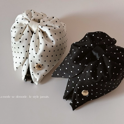 Molla per Capelli in Stile Francese con Fiocco a Pois in Tessuto Grande Fermaglio per Capelli da Donna Accessori Eleganti