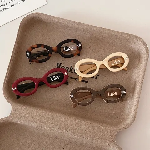 Sunglasses Shape Hair Clip Acetate Rhinestone Alloy Duckbill Clip Creative Vintage Side Hairpin Women Headwear