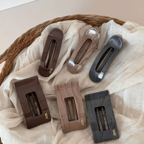 Pinza para el Cabello de Acetato de Estilo Francés Veta de Madera de Mármol Pasador de Pelo Geométrico Clip de Pico de Pato para Mujer Accesorio para Peinado de Moño