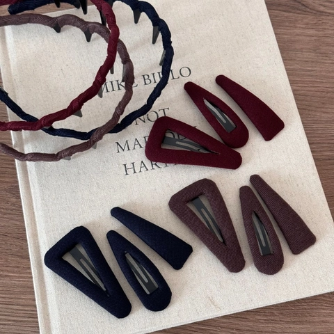 Handmade Fabric Wrapped Alloy Geometric Hair Clip Headband Collection Korean Style Triangle Water Drop BB Clip Hairpin Accessory