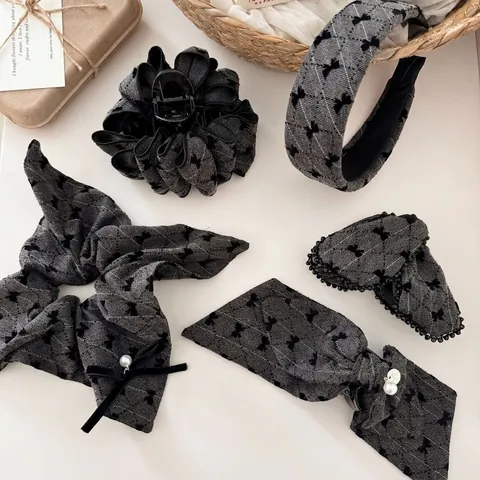 Orecchini a Cerchio Vintage Scozzese Con Fiocco Grande Pinza Per Capelli In Tessuto Perla Artificial Fermaglio Per Coda Di Cavallo Cerchietto Accessori Per Donna Stile Coreano