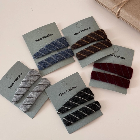 Korean Style Autumn Winter Knit Twill Hair Clips Alloy Striped Hair Barrettes Elegant Retro Headwear For Women Girls