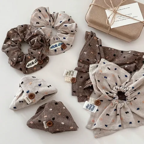 Korean Style Fabric Bow Knot Shark Clip Dot Pattern Large Hair Scrunchie For Women Retro Handmade Hair Accessories