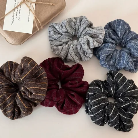 Scrunchie a Righe in Tessuto a Maglia Coreano Elastico Per Capelli Fascia Per Capelli a Intestino Largo Per Donna Ragazza