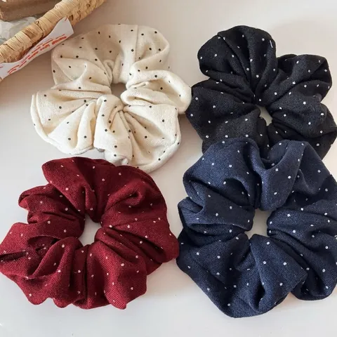 Grand Chouchou en Tissu à Pois Élégant Élastique à Cheveux Haute Élasticité Pour Femmes Style Coréen Accessoires de Coiffure Quotidiens