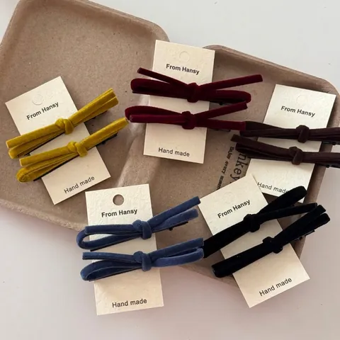 Korean Style Mixed Materials Velvet Bowknot Hair Clip For Women Vintage Elegant Handmade Fabric Metal Alligator Clip Simple Hair Accessory