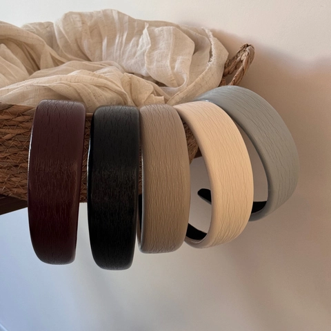 Diadema Vintage Estilo Coreano de Cuero Artificial Plisado para Mujer Color Sólido Ancho Engrosado Accesorios para Cabello