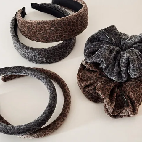 Diadema Vintage con Estampado de Leopardo Terciopelo Esponja Moda de Otoño Invierno Accesorios para el Cabello Mujer