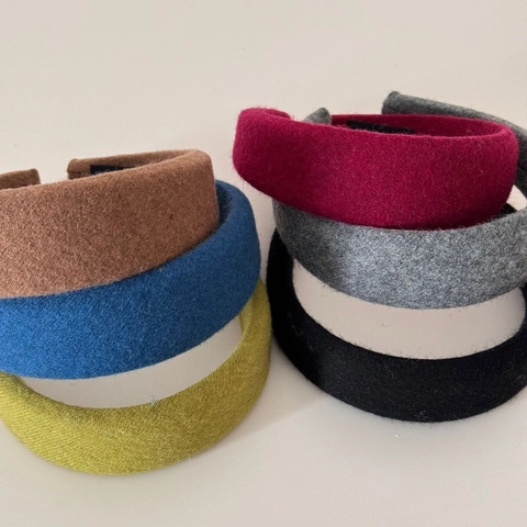 Cerchietto Donna Invernale Lanoso Imbottito Testa Alta Spugna Largo Retro Tinta Unita Fatto a Mano Spesso Accessori Capelli