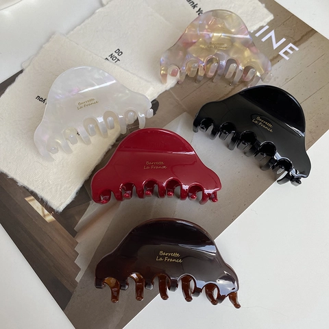 Fermaglio per Capelli Francese Vintage in Acetato per Donna Lettera Oro Barrette La France Shark Clip Accessorio Capelli