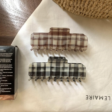 Molletta per Capelli a Granchio in Acetato di Cellulosa a Quadri Stile Coreano Rettangolo Scacchi Grande per Capelli Spessi Donna Copricapo Elegante